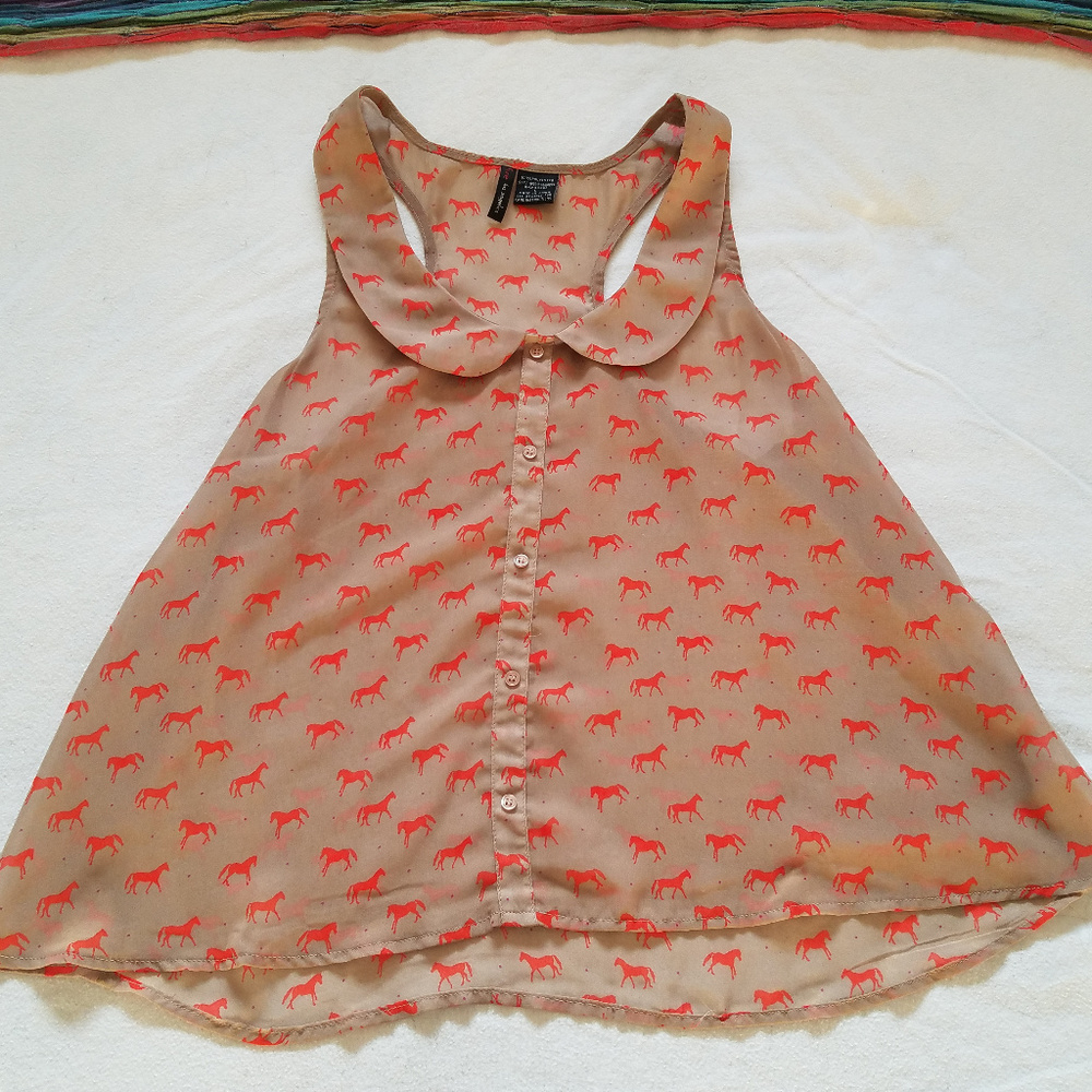 Sheer Horse Print Blouse
